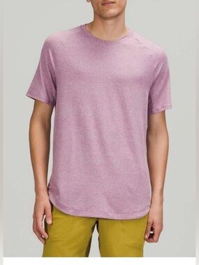 Lululemon Mens Drysense Training Short Sleeve Shirt, size XL, Heathered Vtg plum